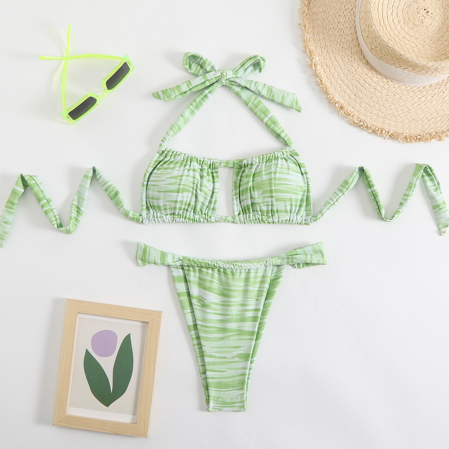 Women's bikini set with playful pattern and adjustable straps Ivyshape