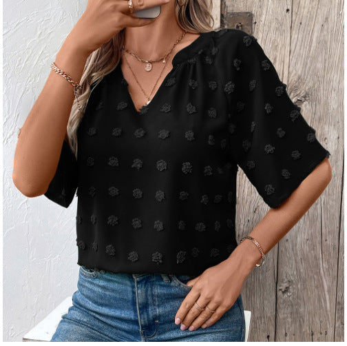 Women elegant top with textured floral pattern Ivyshape