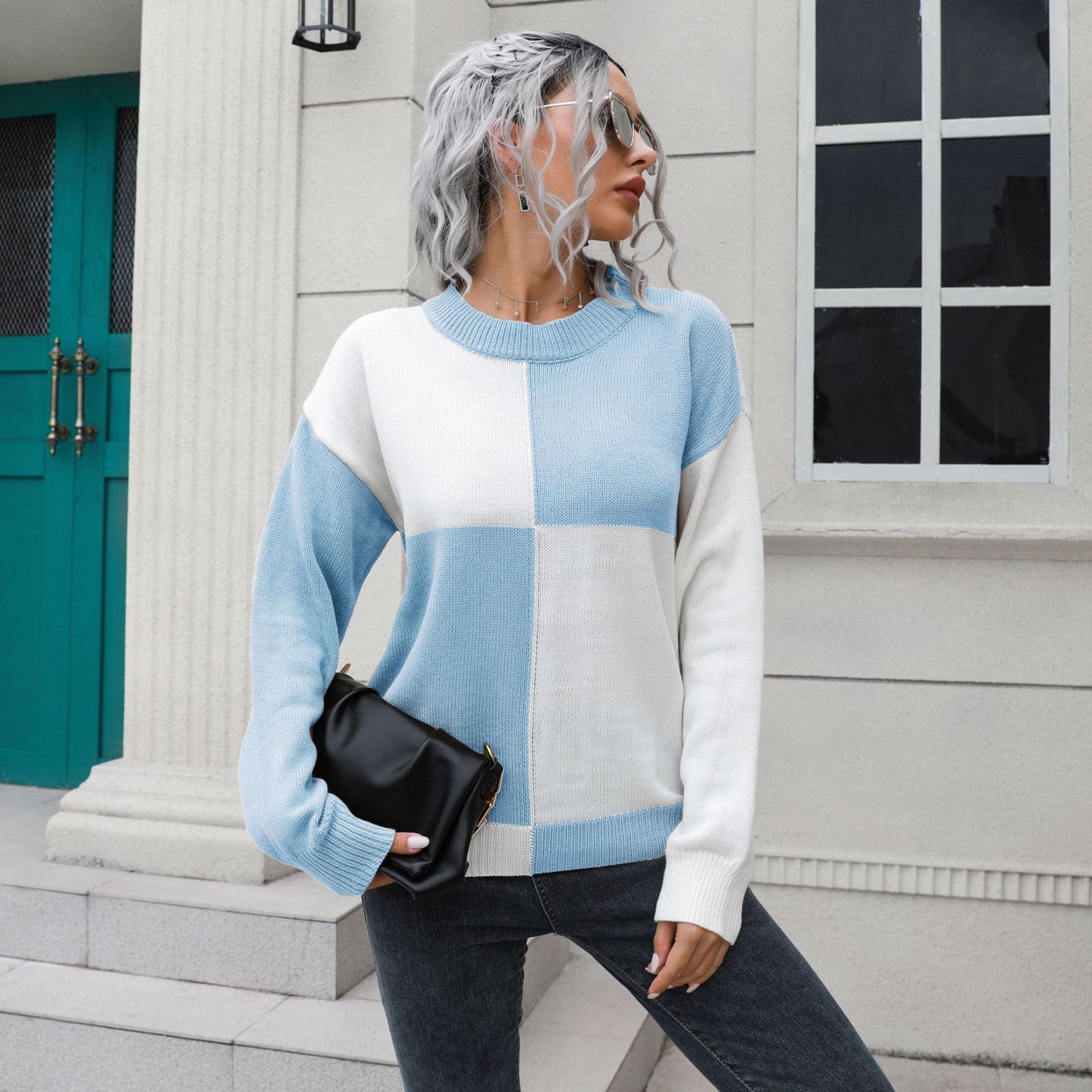 Women's Casual Sweater with Block Stripe Design and Comfortable Fit Ivyshape