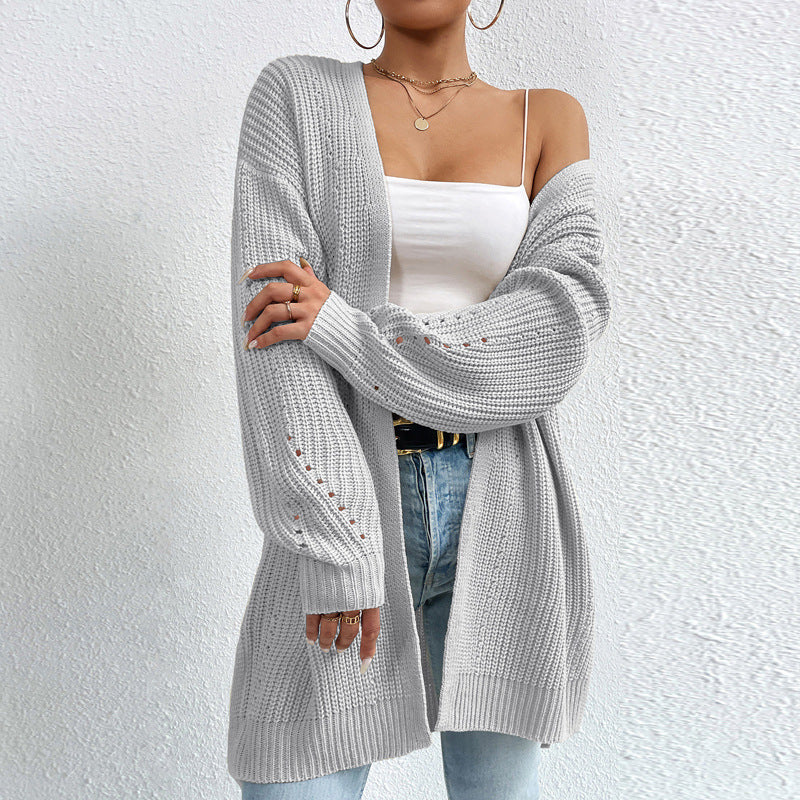 IvyShape | Casual V-Neck Solid Color Knitted Coat