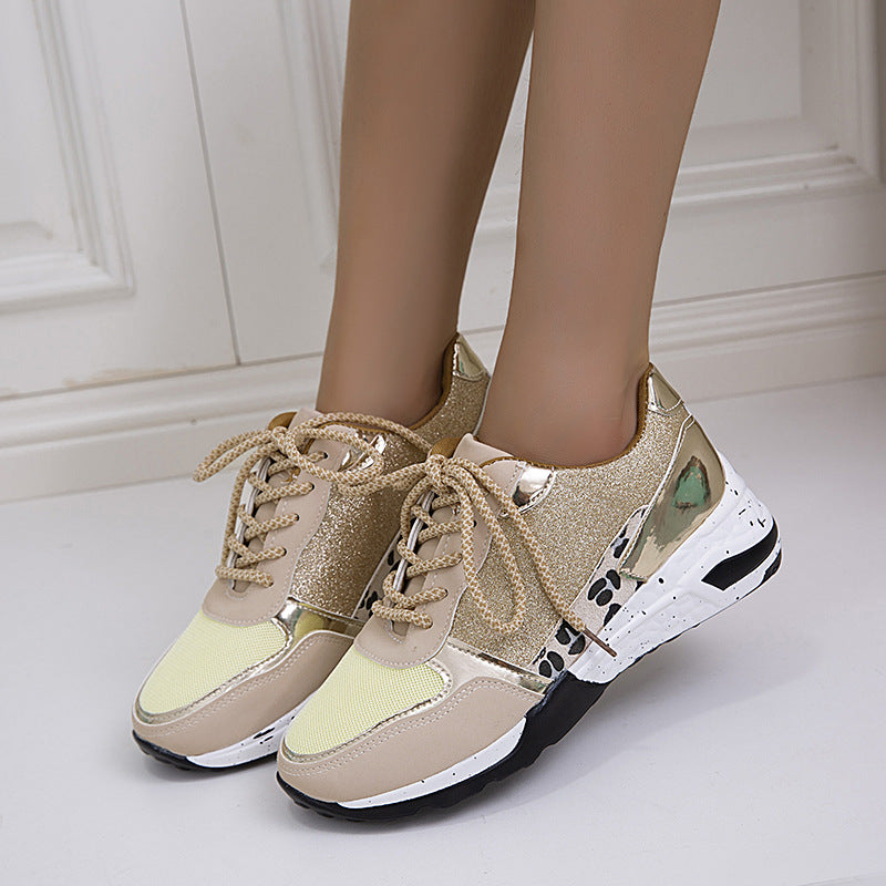 Women's sporty sneakers with fashionable glitter accents and slip-resistant sole Ivyshape
