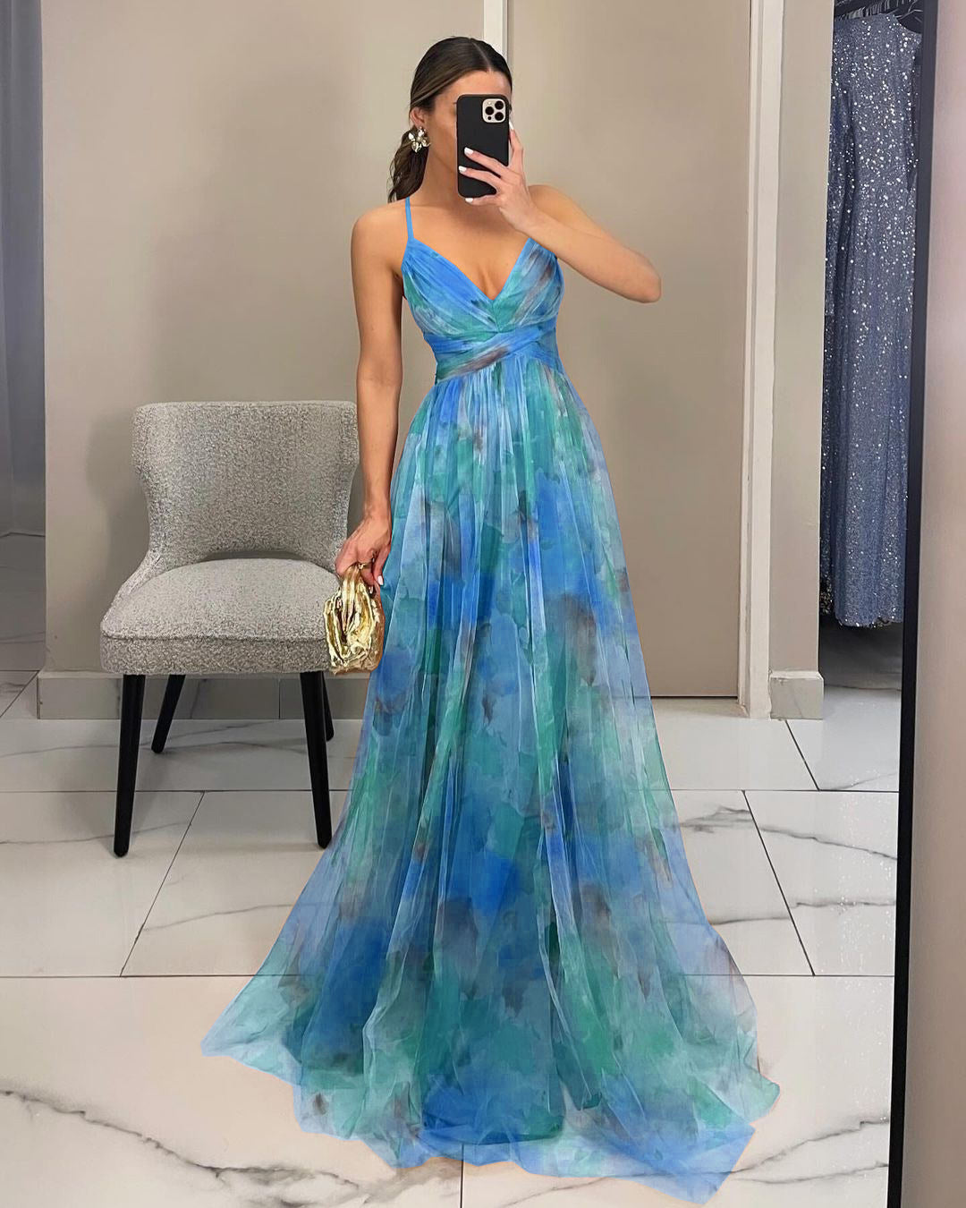 Maxi dress for women with twisted front detail Ivyshape