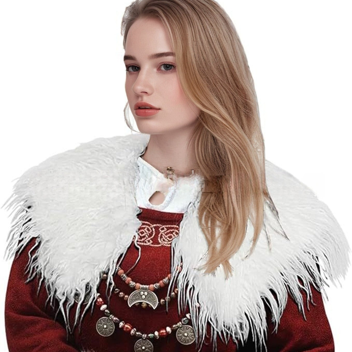 Women Elegant Faux Fur Collar with Elaborate Embellishments Ivyshape