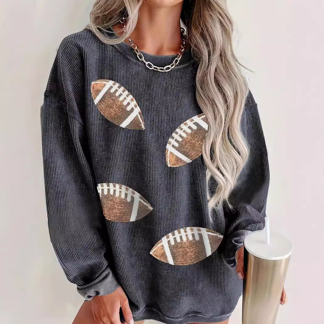 Women's Casual Sweater with Sporty Football Design Ivyshape