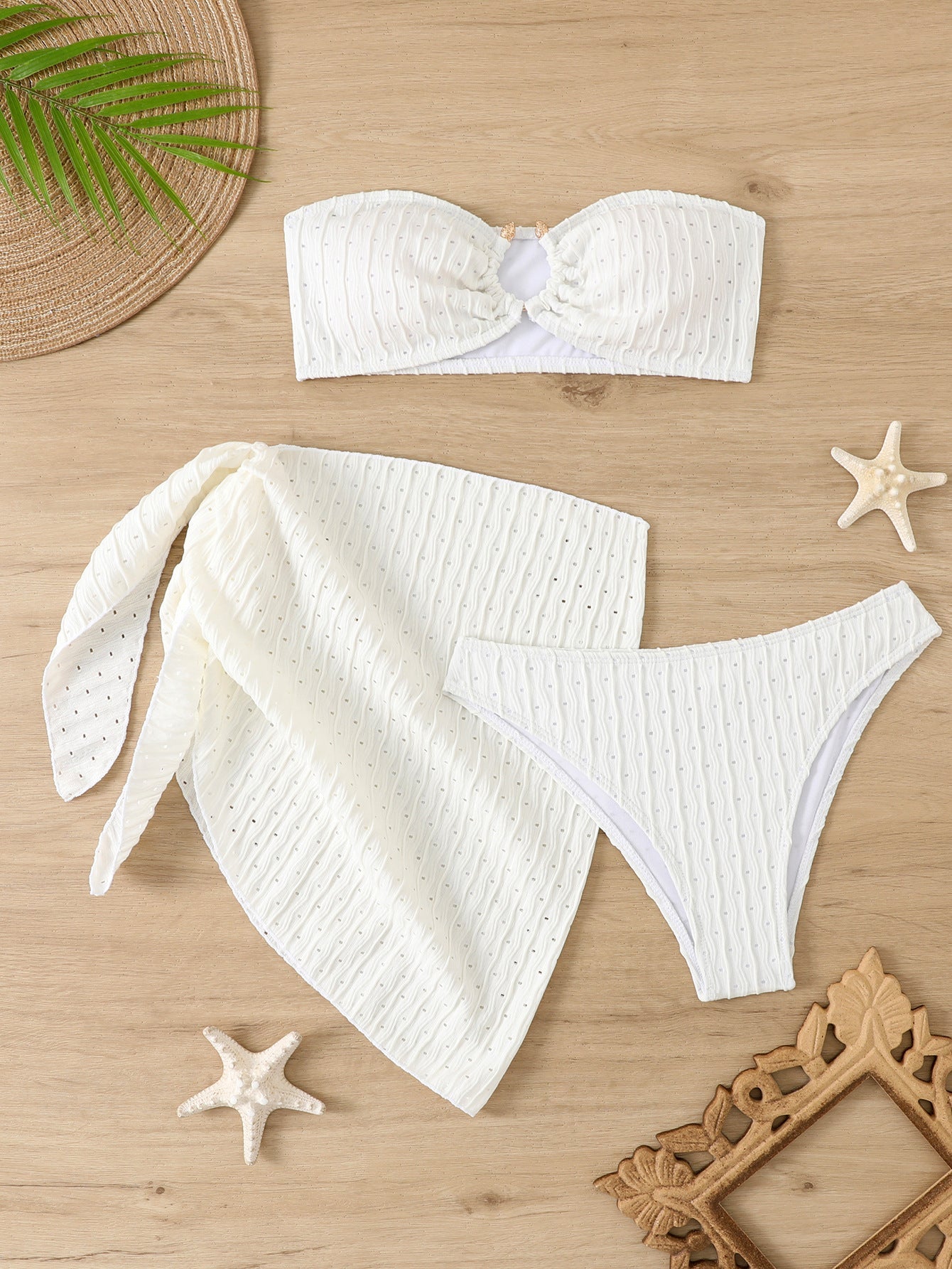 Women's bandeau bikini with exciting ruffle detail and matching pareo Ivyshape