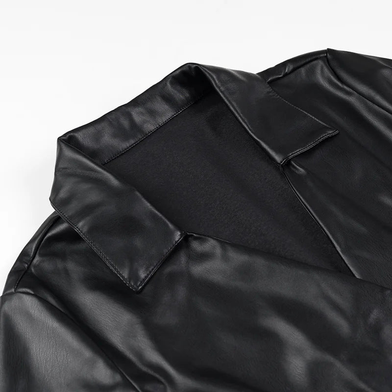 Women Faux Leather Coat Ivyshape