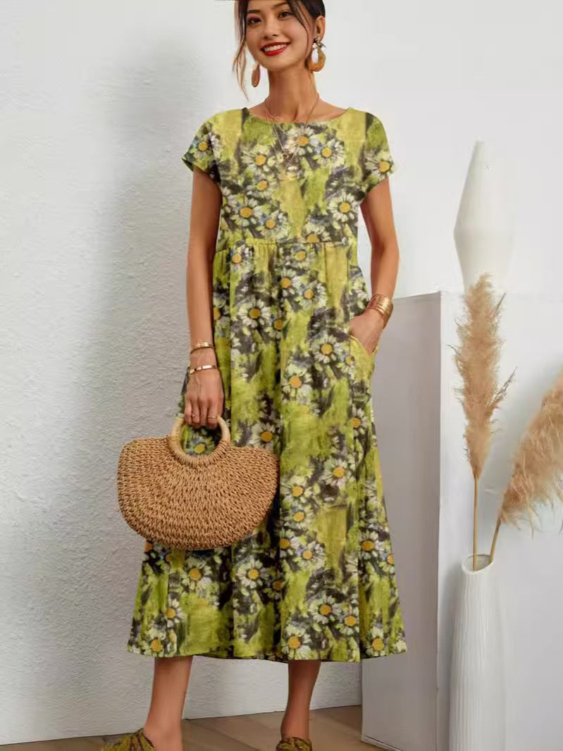 Women’s maxi dress with casual cut and floral pattern Ivyshape