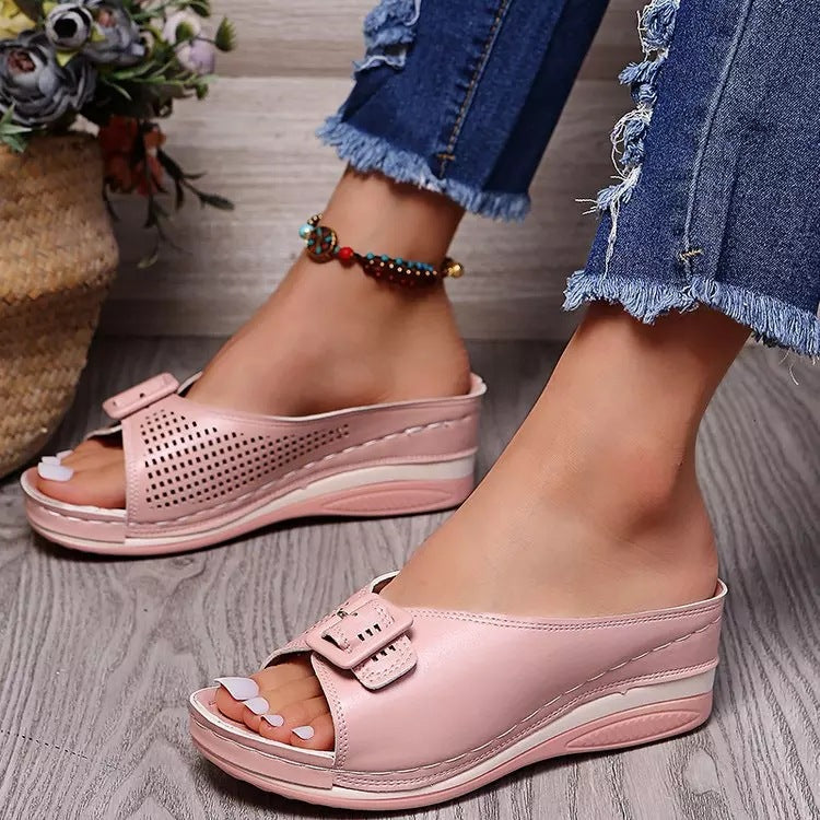 Women's Comfortable and Stylish Wedge Mules Ivyshape