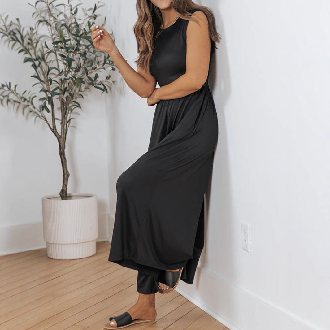 IvyShape | Sleeveless Wide Leg Long Pants Jumpsuit