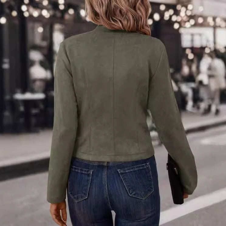 Women Elegant Short Jacket with Golden Buttons Ivyshape