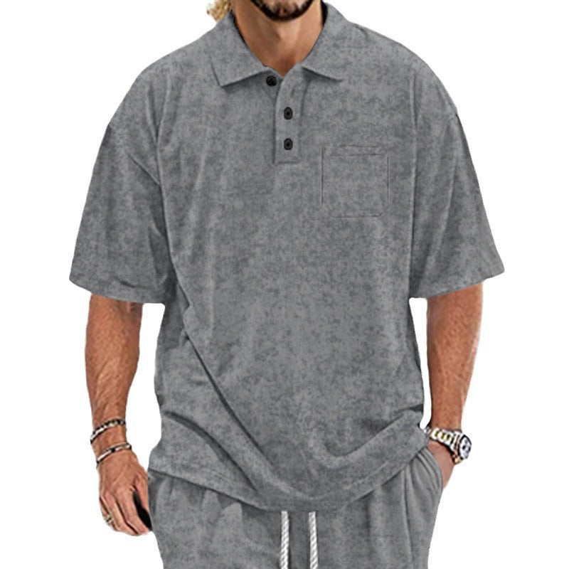 Men's polo shirt with textured design and practical buttons Ivyshape