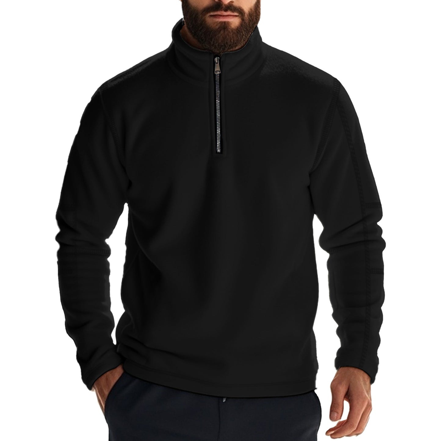 Men's Fleece Hoodie with Half Zip Ivyshape