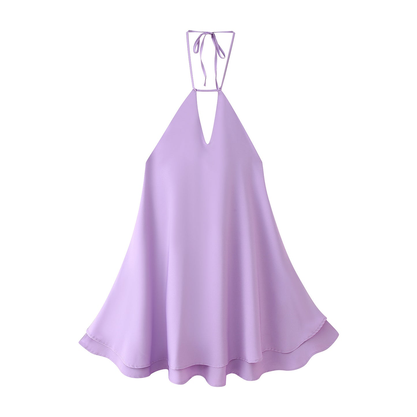 Ladies airy chiffon dress with deep V-neckline and adjustable straps Ivyshape