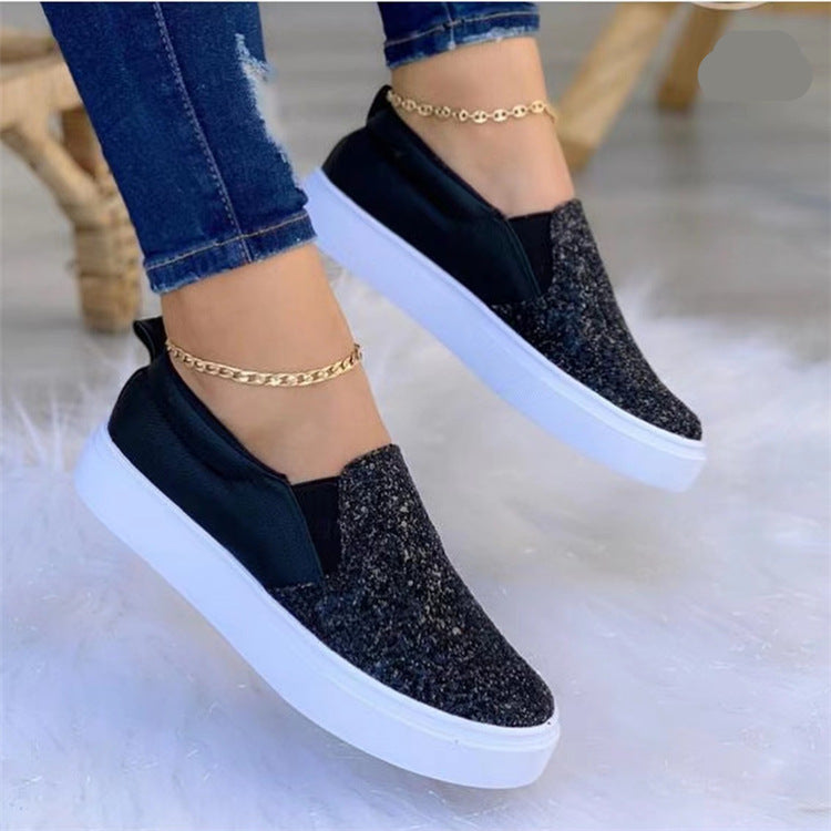 Women's Glamorous Slip-On Sneakers with Glitter Detail Ivyshape