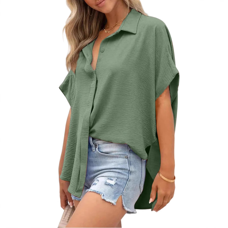 Women's Casual Oversized Blouse made of Light Cotton Blend Ivyshape