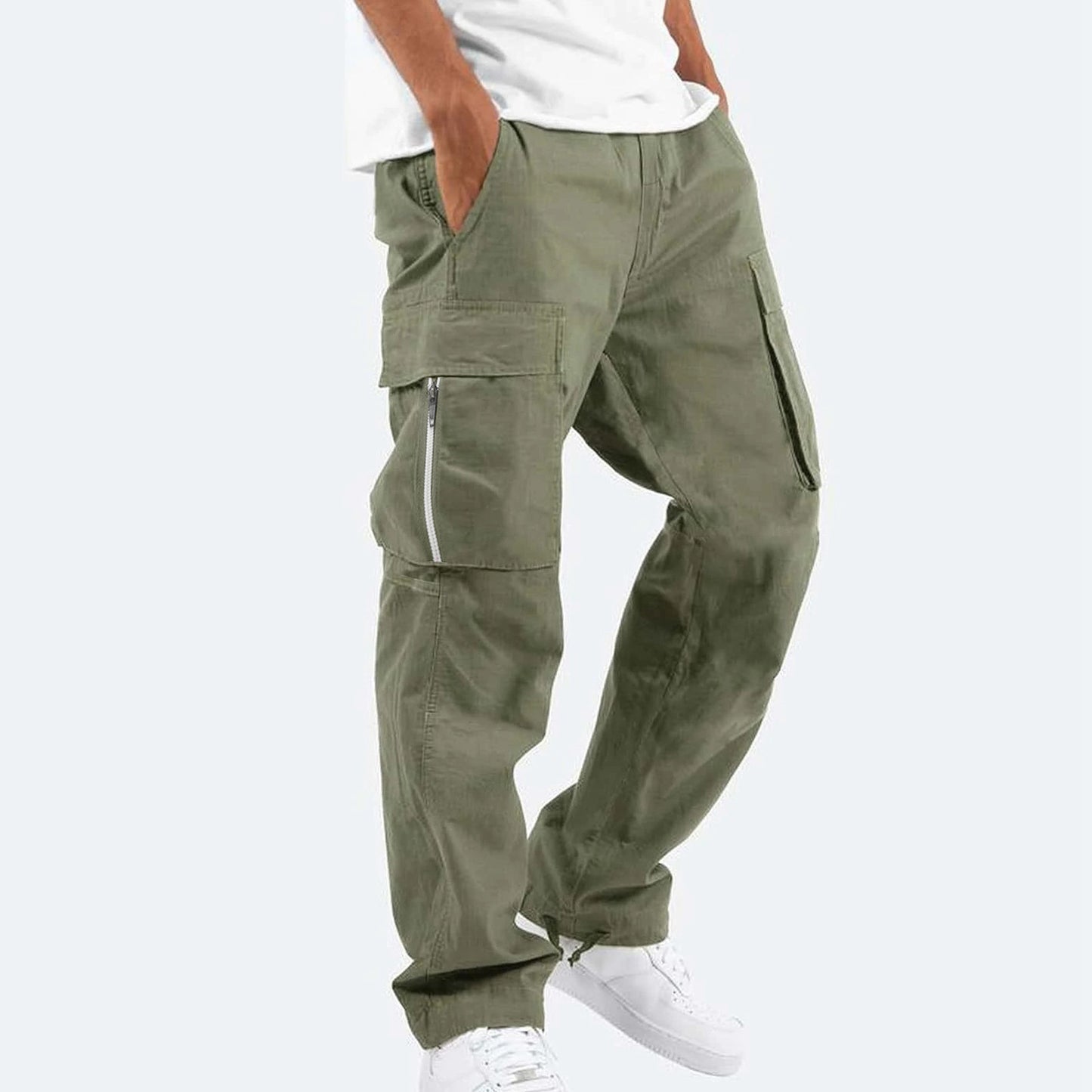 Men's robust cargo jeans with side zipper pockets Ivyshape