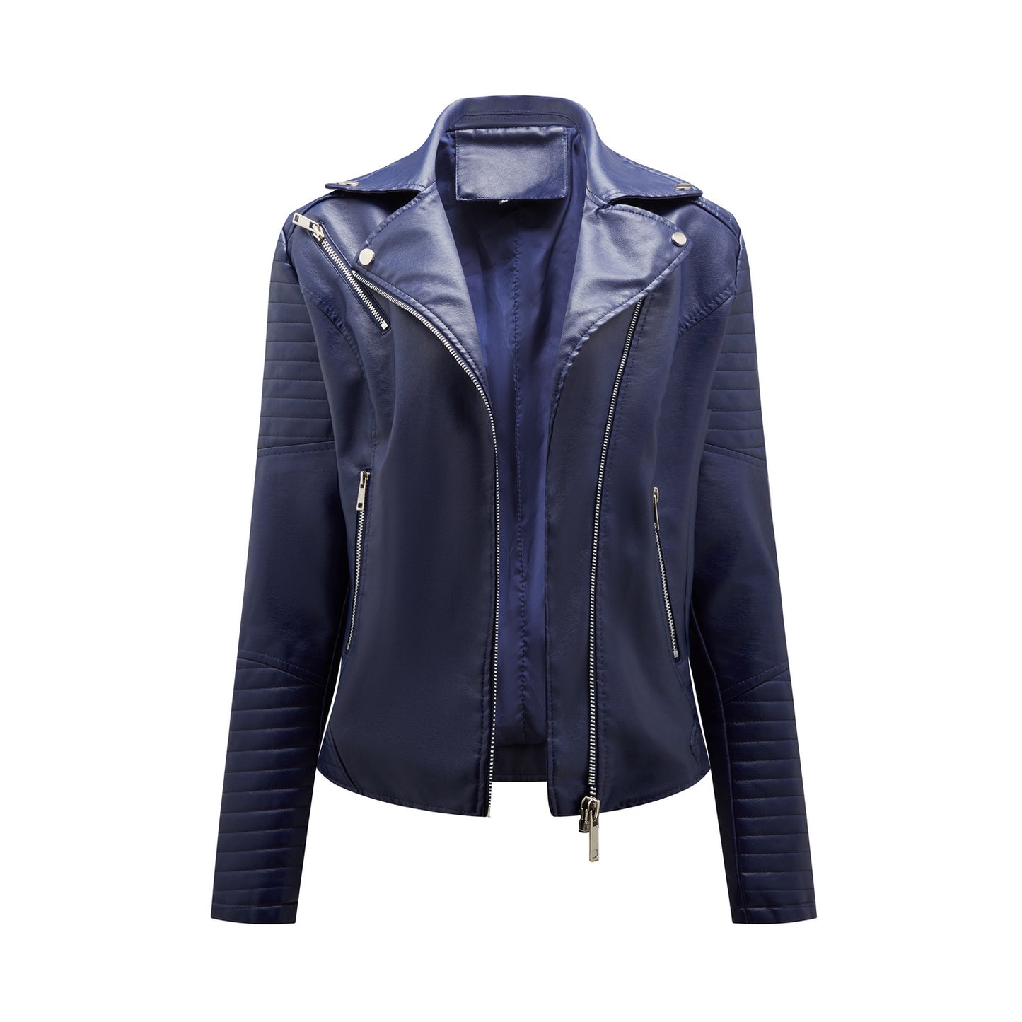 Women's biker jacket with stylish quilted details and asymmetric zip Ivyshape