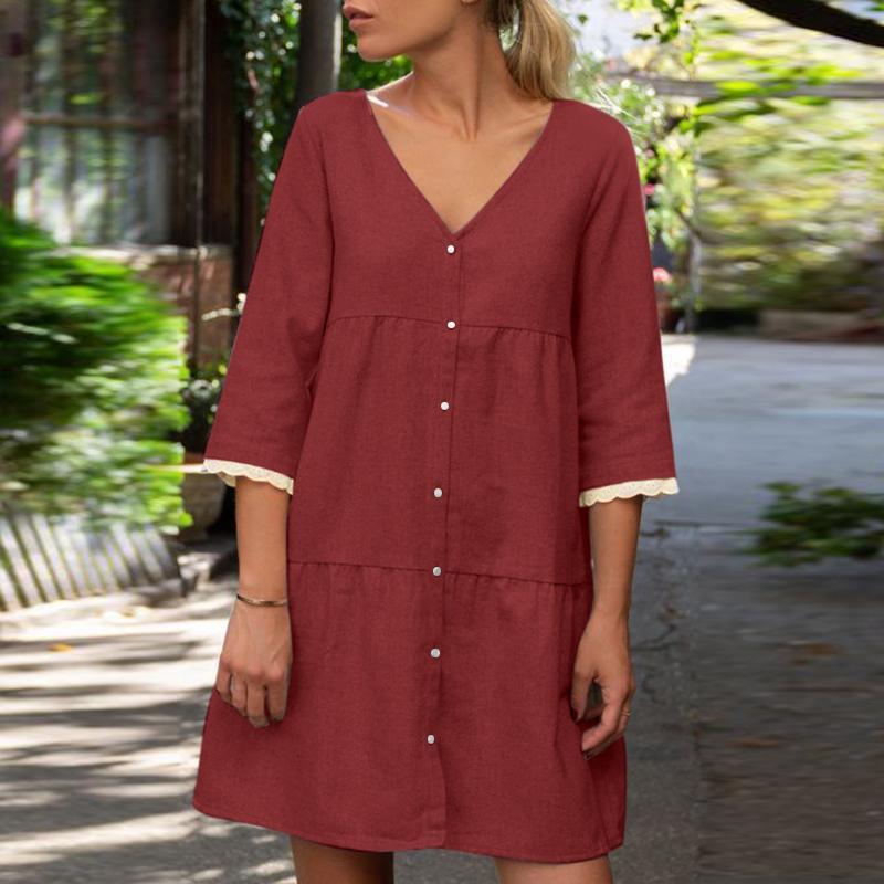 Ivyshape | Up Solid Color Casual Dress with Stand Collar