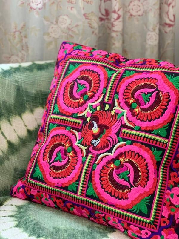 Embroidery Cushion Cover Retro Embroidery Pillow  Cotton and Linen Cushion Cover