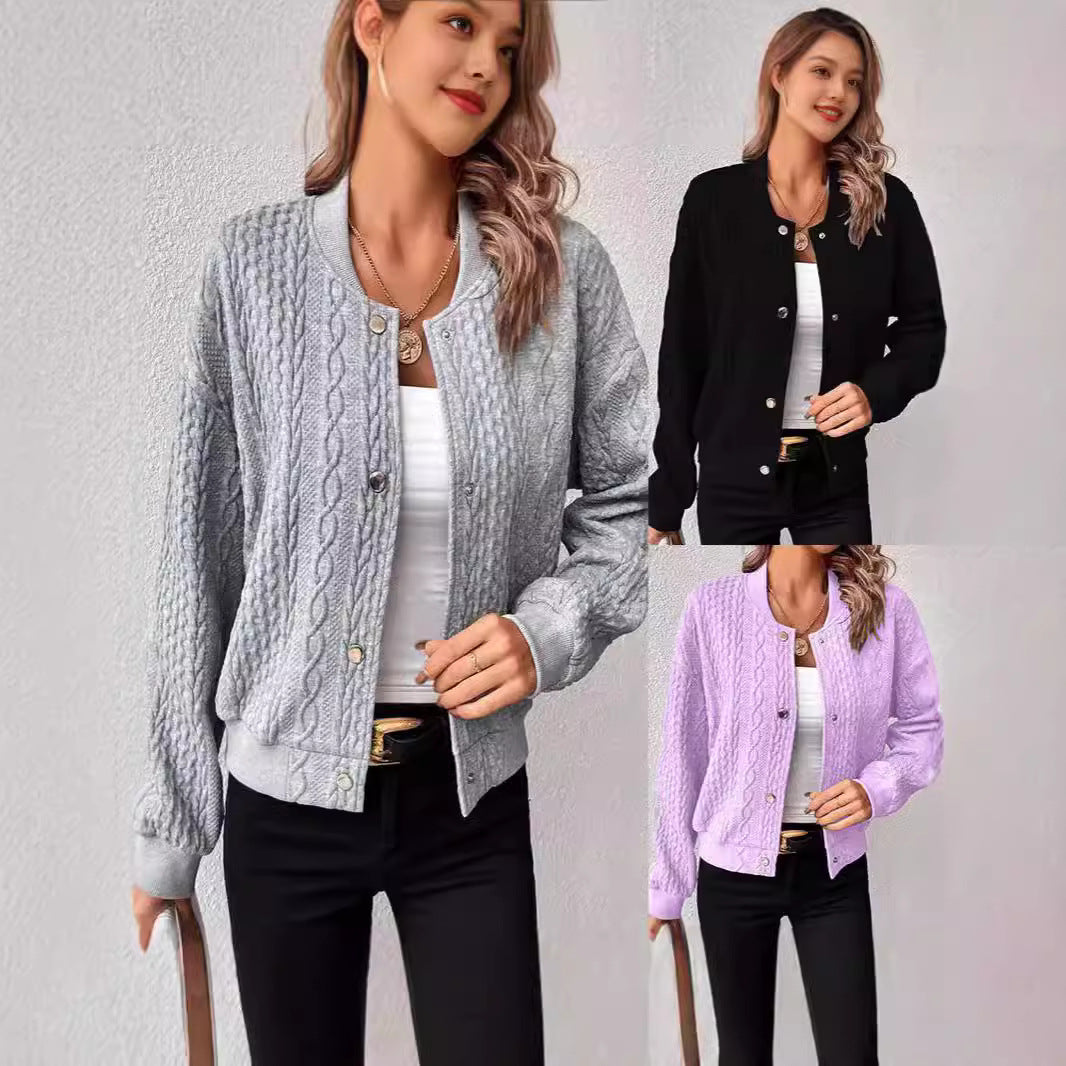 Women’s cardigan in trendy bomber style with button closure Ivyshape