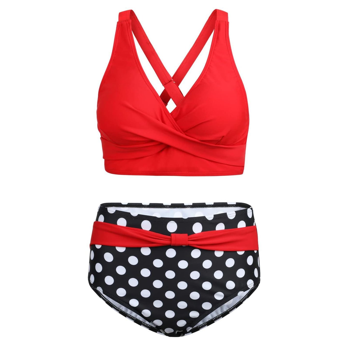Women High-Waisted Bikini Set with Tied Top and Snug Contours Ivyshape