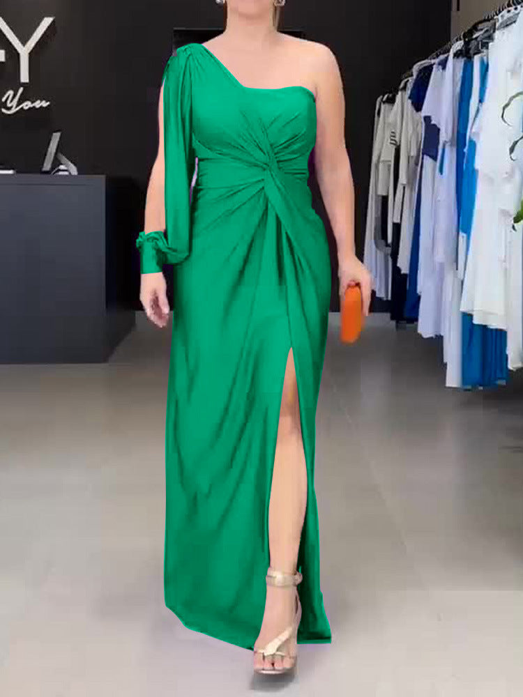 Women's Maxi Dress with Asymmetric Design and Side Slit Ivyshape