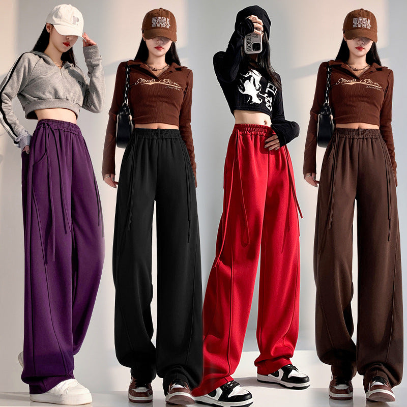 Ivyshape | Multi-Color Straight Wide Leg High-Waist Casual Banana Pants