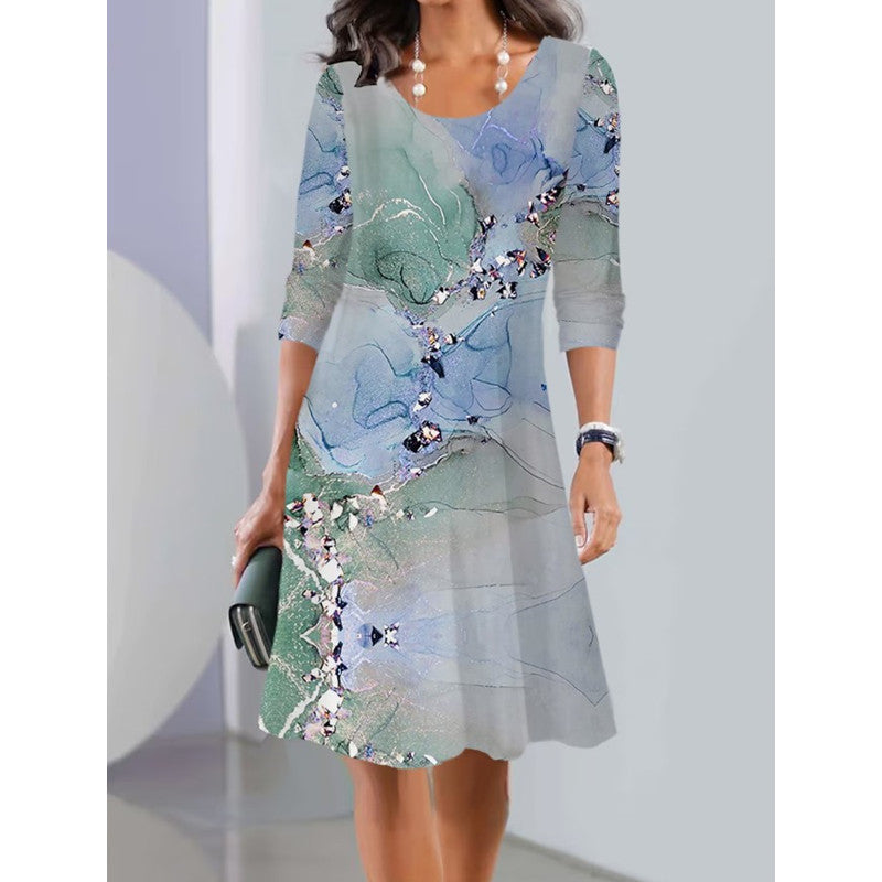 Women's Flowing Floral Dress with Elegant Gradient Design Ivyshape