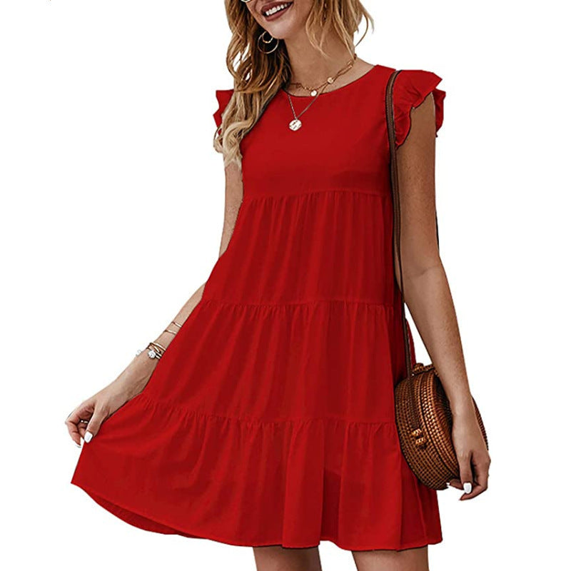 Ladies casual leisure dress in airy style with ruffle details Ivyshape