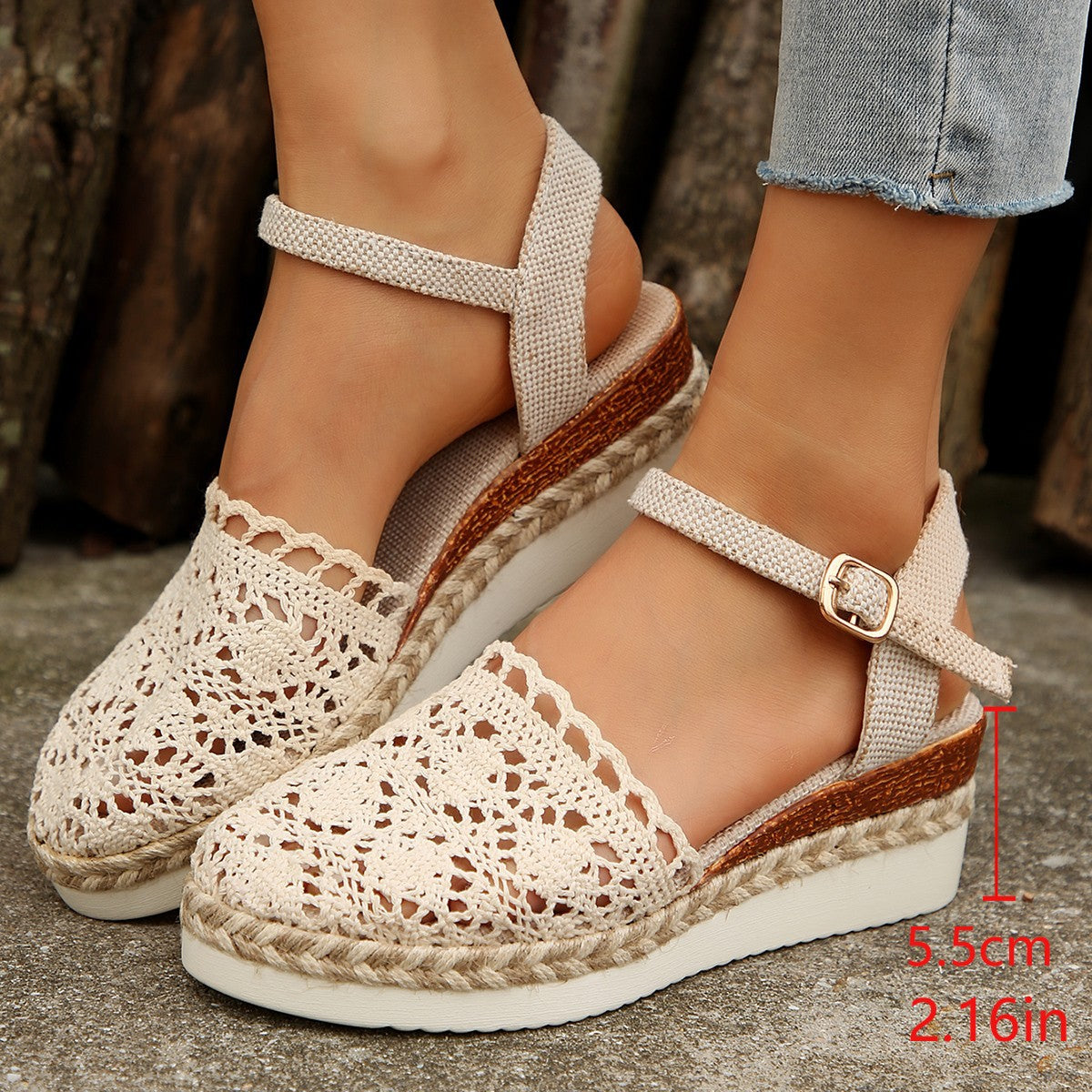 Women's espadrilles with floral embroidery design and comfortable wedge sole Ivyshape