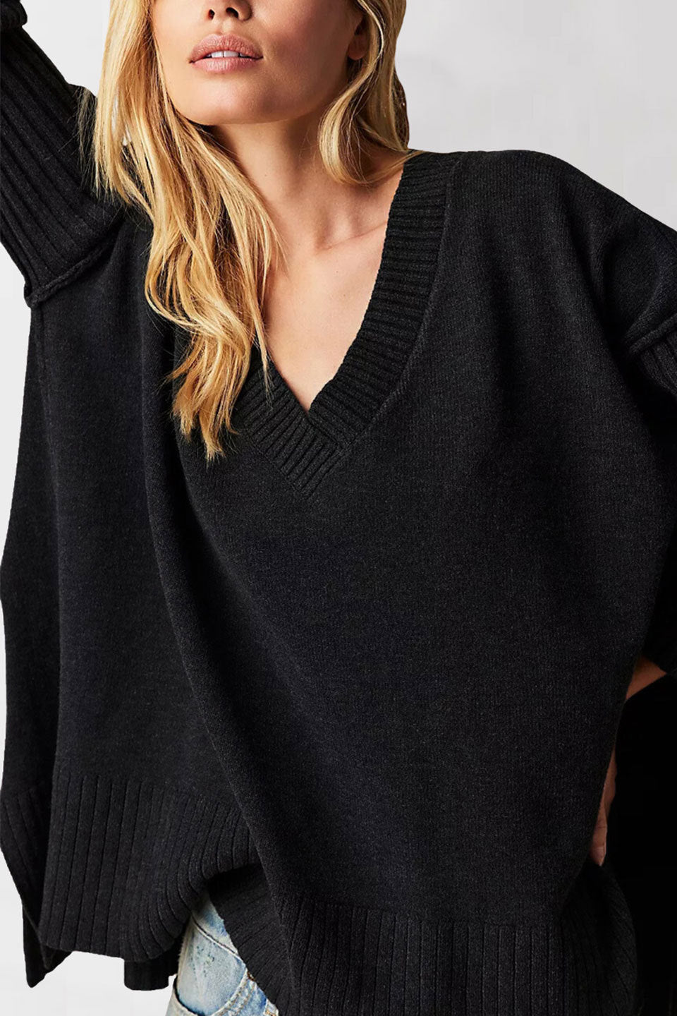 Ivyshape | V-Neck Split Sweater