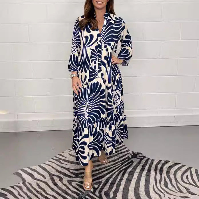 IvyShape | Printed Loose Casual Wear Women's Dress