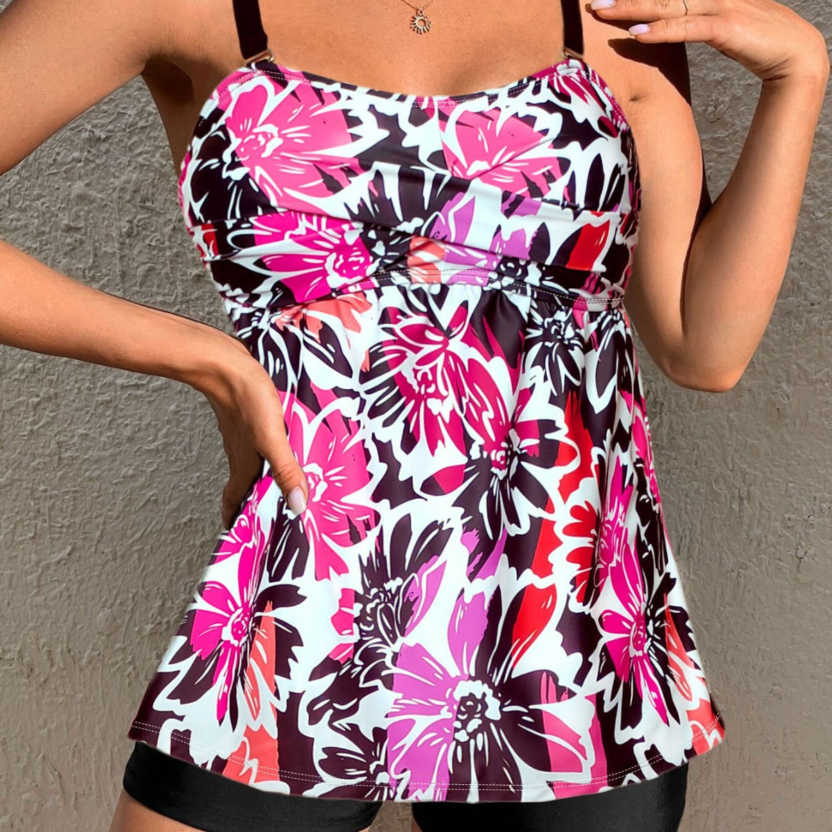 Ladies Athletic Swimwear with Floral Pattern Ivyshape