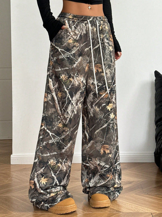 Ivyshape | Elastic Waist Camouflage Pants