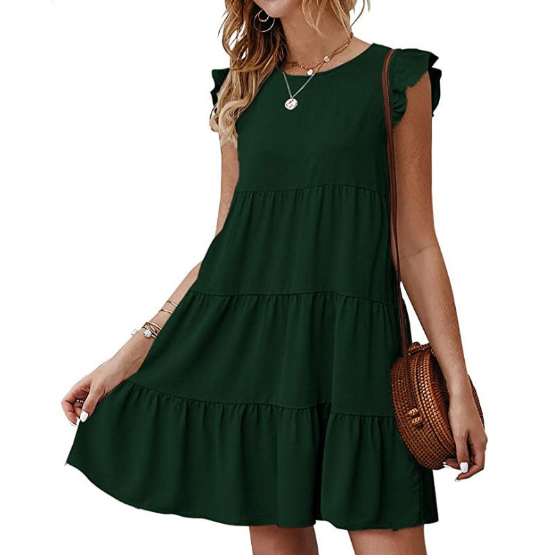 Ladies casual leisure dress in airy style with ruffle details Ivyshape