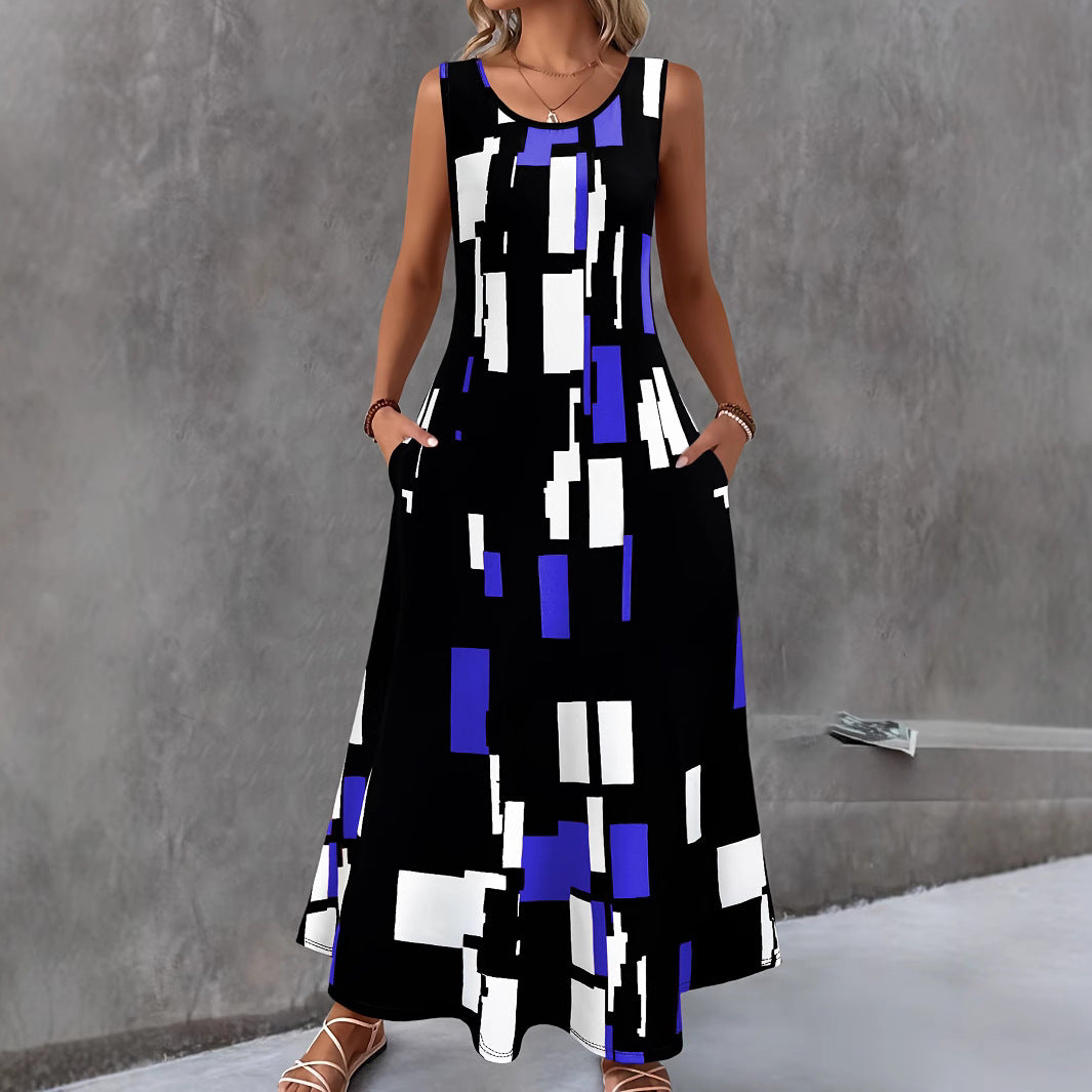 Women's maxi dress with colorful graphic design Ivyshape