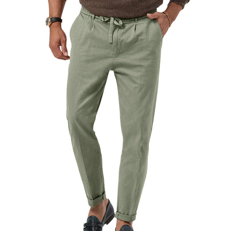 Men's relaxed chino pants with adjustable drawstring and side pockets Ivyshape