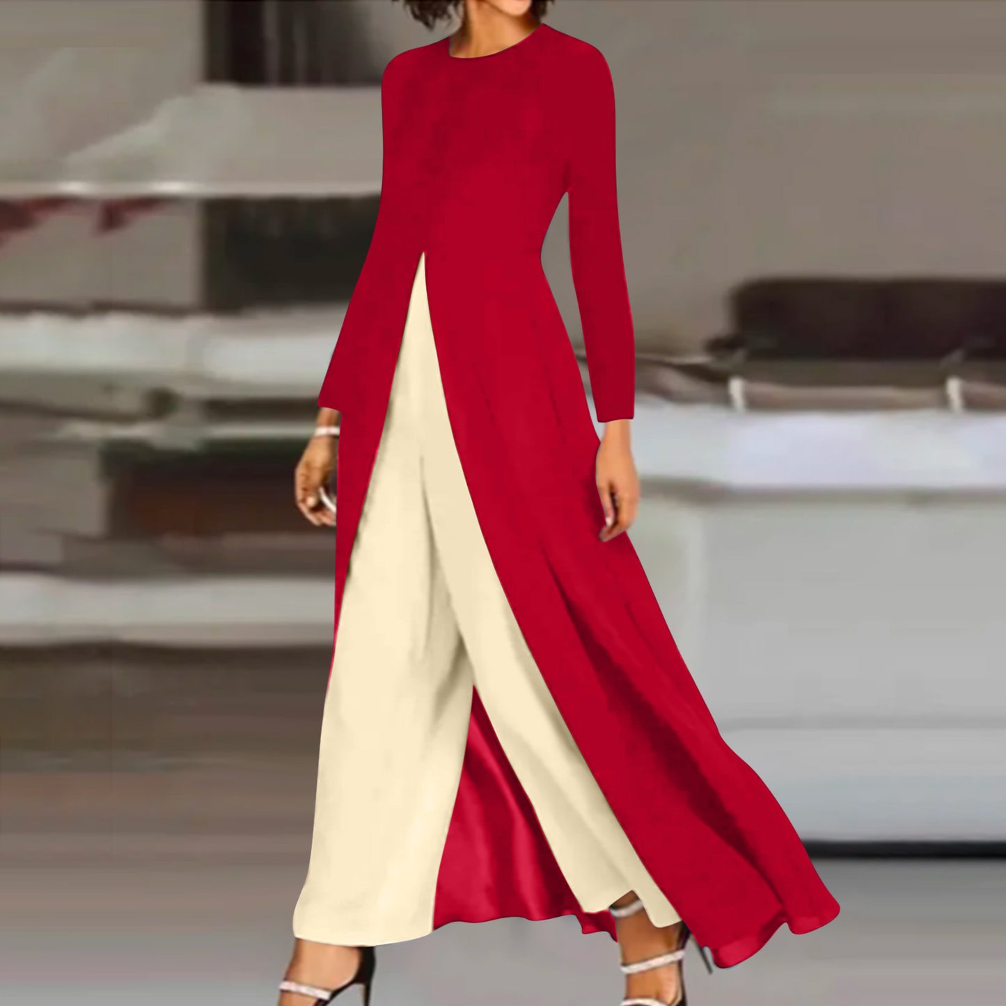 Ladies' fashionable ensemble with asymmetrical cut Ivyshape