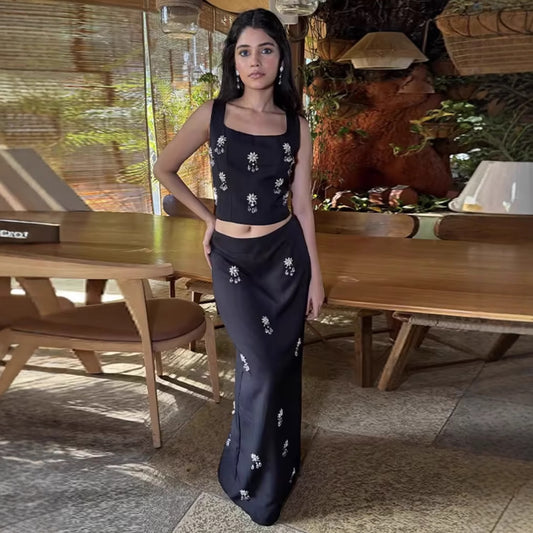 Women Elegant, embroidered Top and Skirt Set Ivyshape