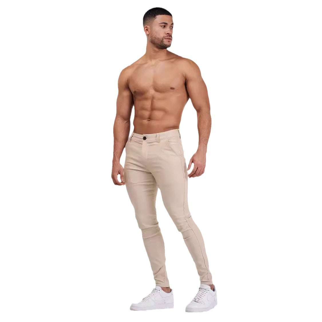 Men's slim-fit chinos with elastic waistband and stylish design Ivyshape