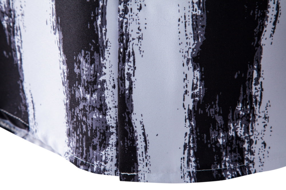Men's Short Sleeve Shirt with Modern Brush Stroke Design Ivyshape