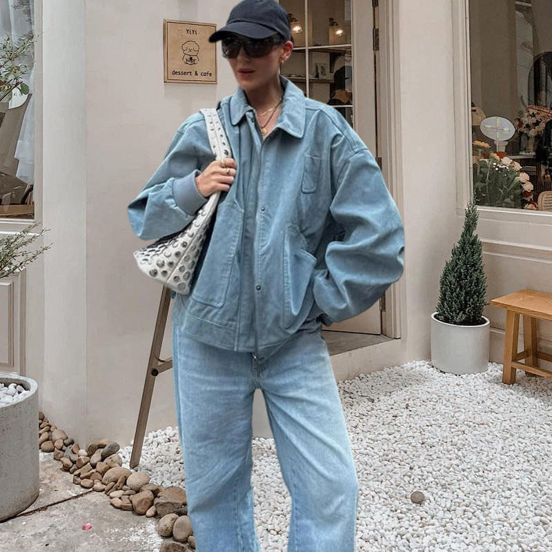 Women Fashionable Oversized Denim Jacket Ivyshape