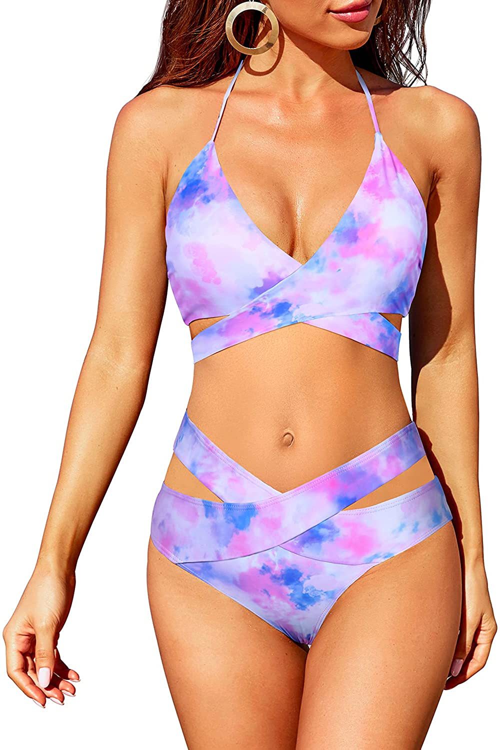 Women's bikini set with trendy wrap top and high-waisted bottoms Ivyshape