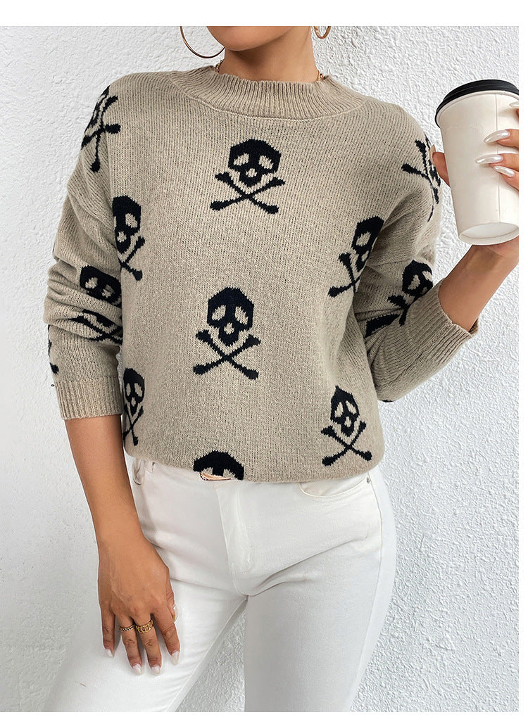 IvyShape | Skull Print Sweater