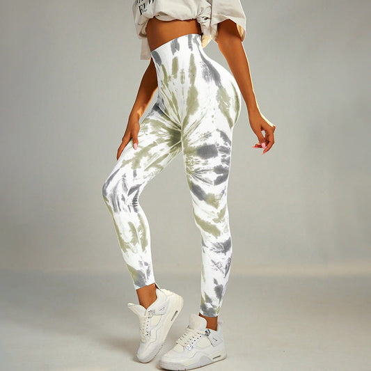 Ivyshape | Tie-Dye Print Yoga Pants for Women