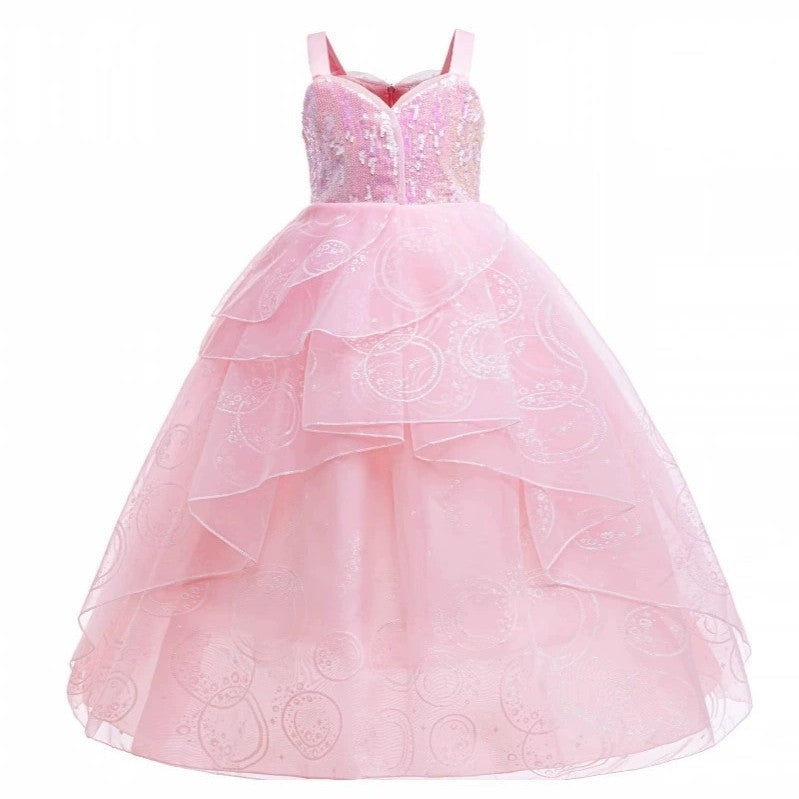 Ladies' Festive Princess Dress with Shimmering Top and Layered Skirt Ivyshape