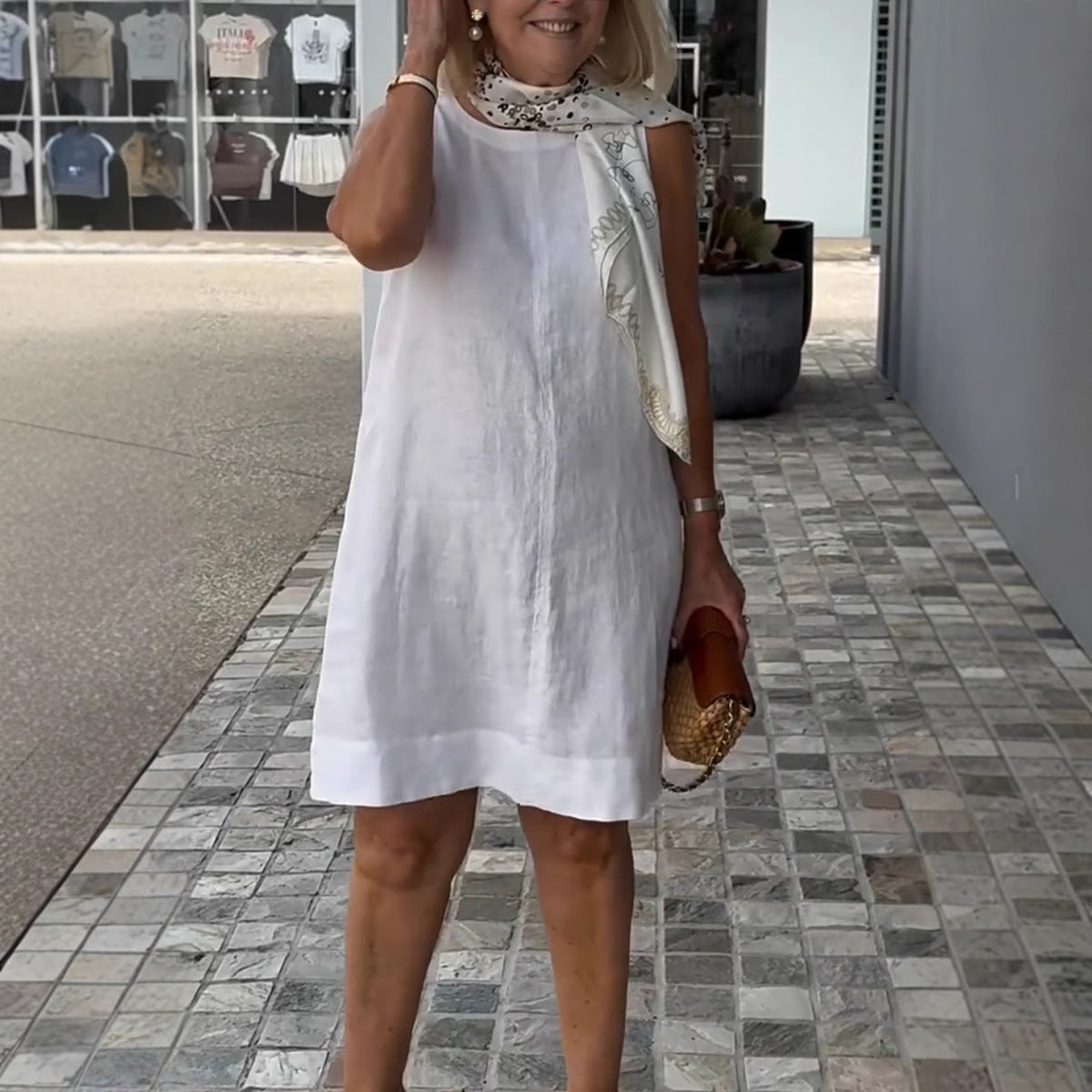 Ladies Shift Dress with Scarf Detail Ivyshape