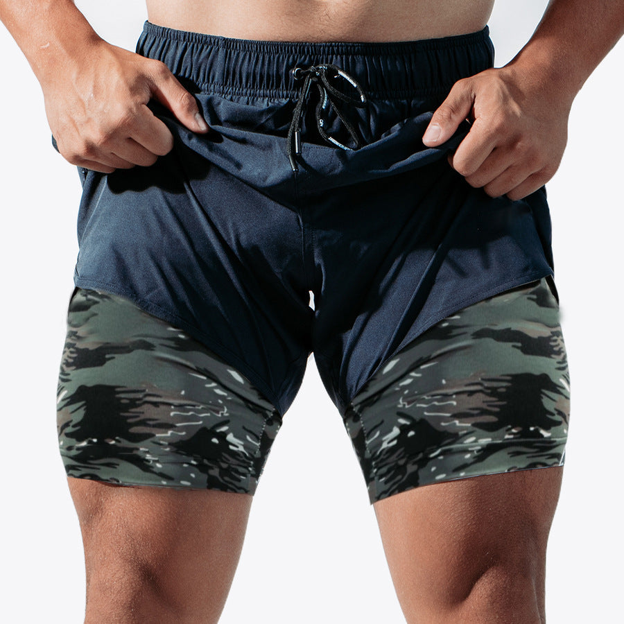 Men's Breathable Training Shorts with Integrated Compression Liner and Elastic Waistband Ivyshape