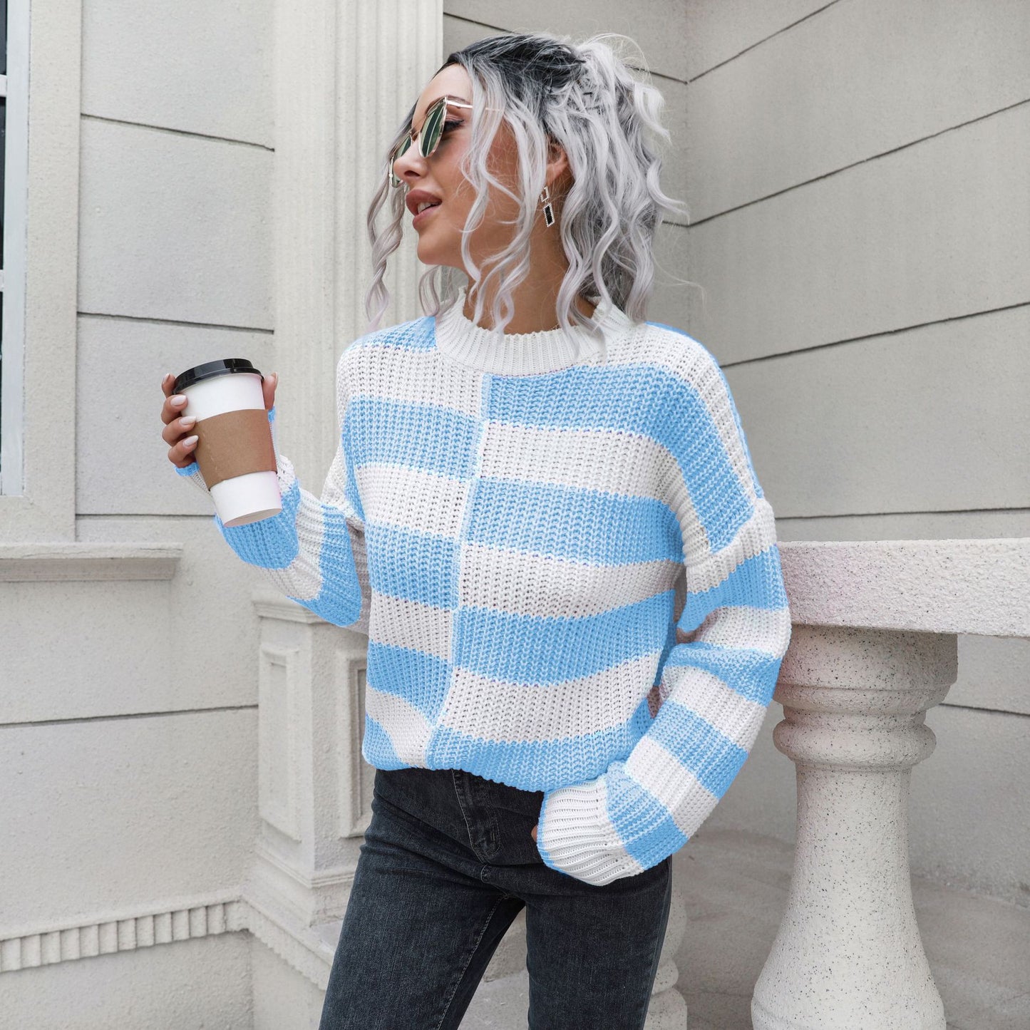 Women Casual Striped Sweater with Soft Material and Casual Cut Ivyshape
