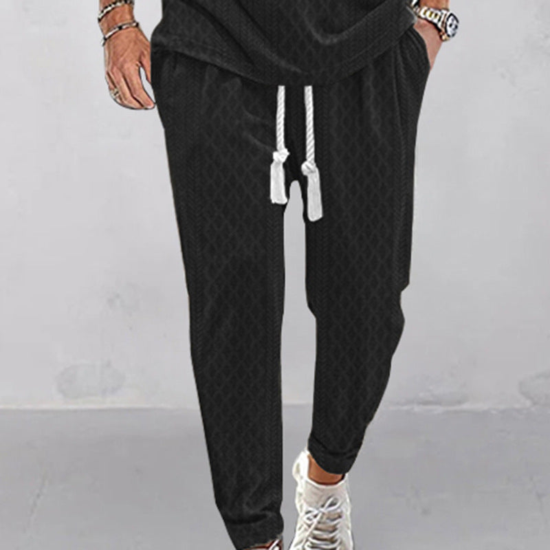 Men's sportive casual pants with elastic waistband and side drawstring Ivyshape